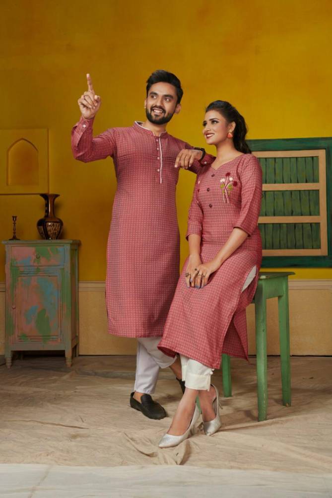 Ram Leela Designer Couple set Kurti with Pant With Men's Matching Kurta Payjama at wholesale Price